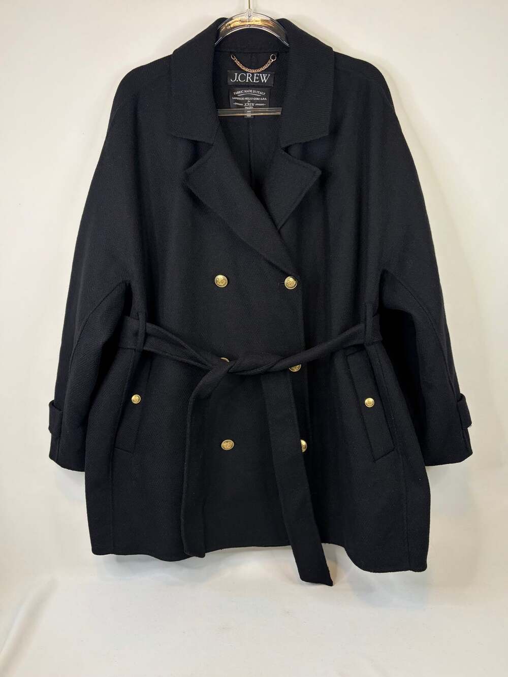 J. Crew Double Faced Wool Shorty Trench - black CD100 Plus Size XXL